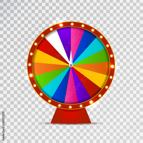 Vector isolated realistic fortune roulette wheel on the transparent background. Concept of casino, spin, lottery and winning.