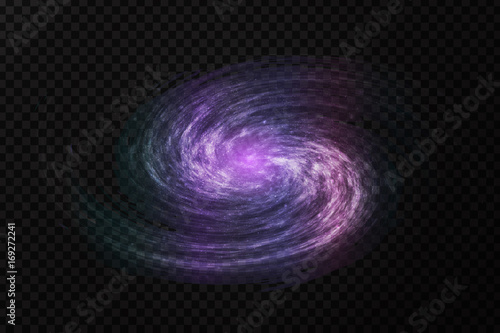 Vector realistic isolated cosmic galaxy on the transparent background for decoration and covering. Concept of space, nebula and cosmos.