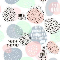 Crédence de cuisine Cercles patrons Seamless abstract pattern with hand drawn shapes and elements. Vector trendy texture  © solodkayamari