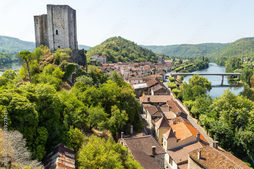 The ancient village of Luzech in the south-west of France, built in a loop of the river Lot