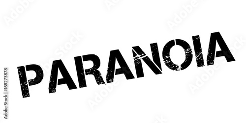 Paranoia rubber stamp. Grunge design with dust scratches. Effects can be easily removed for a clean, crisp look. Color is easily changed.