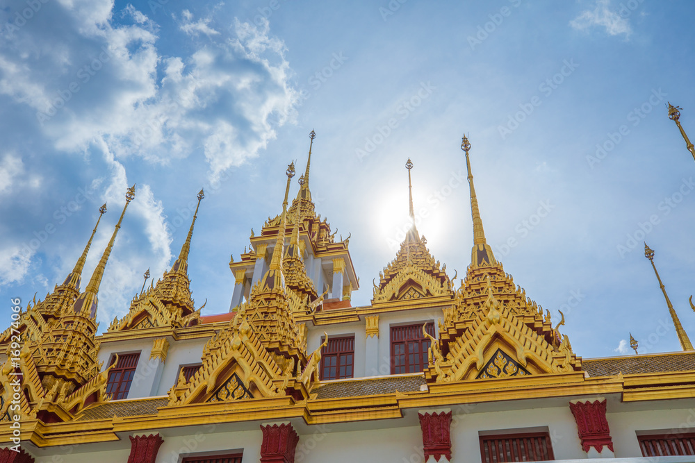 Fototapeta premium Loha Prasat Metal Palace in Wat Ratchanatdaram Woravihara temple at Bangkok, Thailand