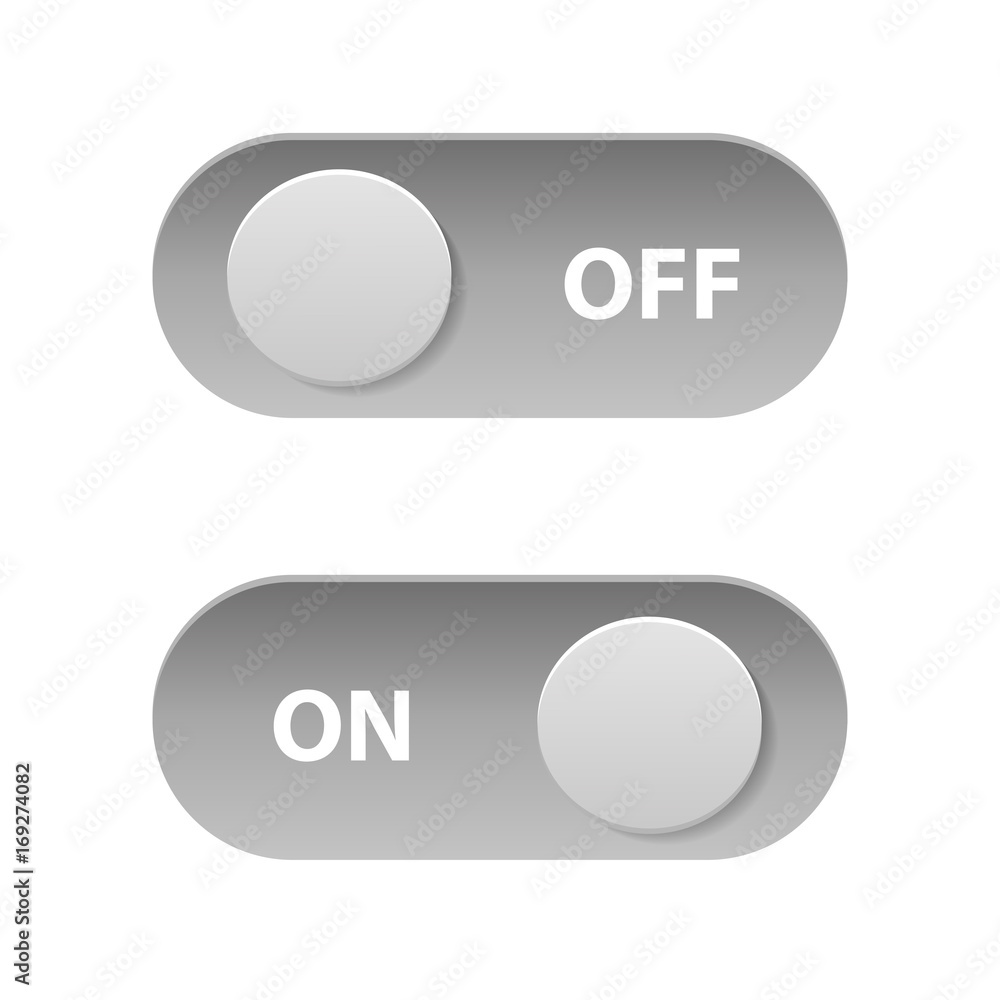 Vector realistic isolated toggle switches on/off for decoration. Collection of technology sliders vector illustration. Vector realistic isolated toggle switches on/off for decoration. Collection of technology sliders vector illustration.