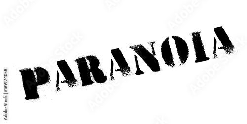 Paranoia rubber stamp. Grunge design with dust scratches. Effects can be easily removed for a clean, crisp look. Color is easily changed.