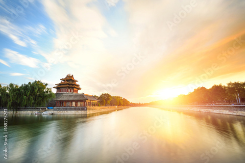 forbidden city at sunset,Beijing,China.