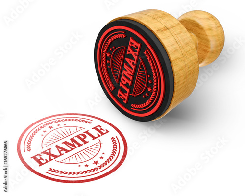 Example red grunge round stamp isolated on white Background
