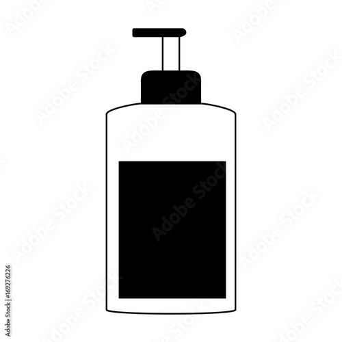 cosmetic bottle dispenser icon image vector illustration design black and white