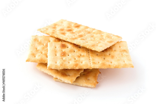 group of crackers isolated on white photo
