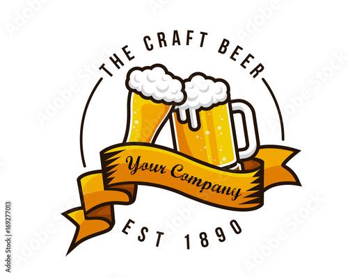 Modern Beer Bar Emblem Logo Design