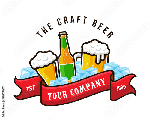 Modern Beer Bar Emblem Logo Design