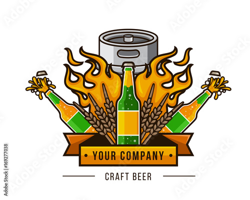 Modern Beer Bar Emblem Logo Design