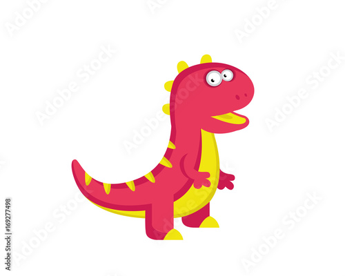 Flat Cute Dinosaur Character