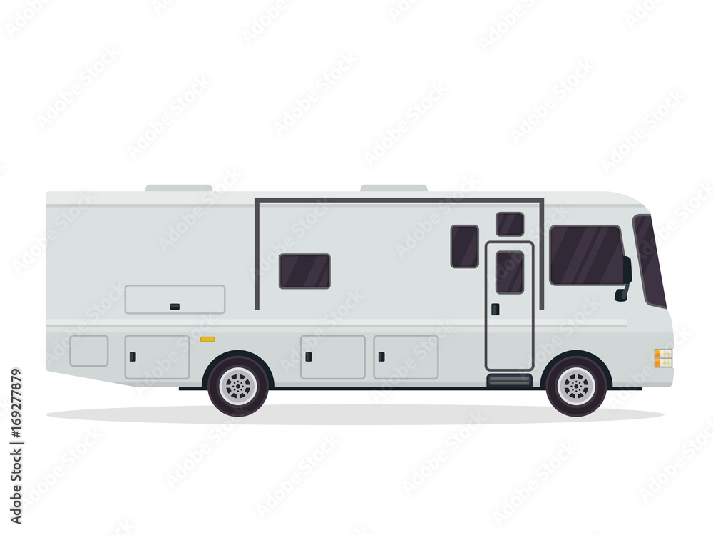 Modern Flat RV Motorhome Vehicle Logo Illustration Modern Flat RV Motorhome Vehicle Logo Illustration