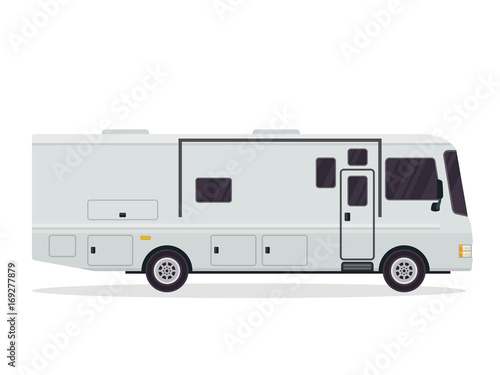 Modern Flat RV Motorhome Vehicle Logo Illustration