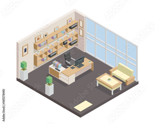 Modern Isometric  Design - Manager And CEO Workplace