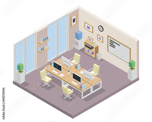 Modern Isometric  Design - Employee Staff Agency Workplace