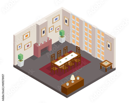 Modern Isometric  Design - Dining Room