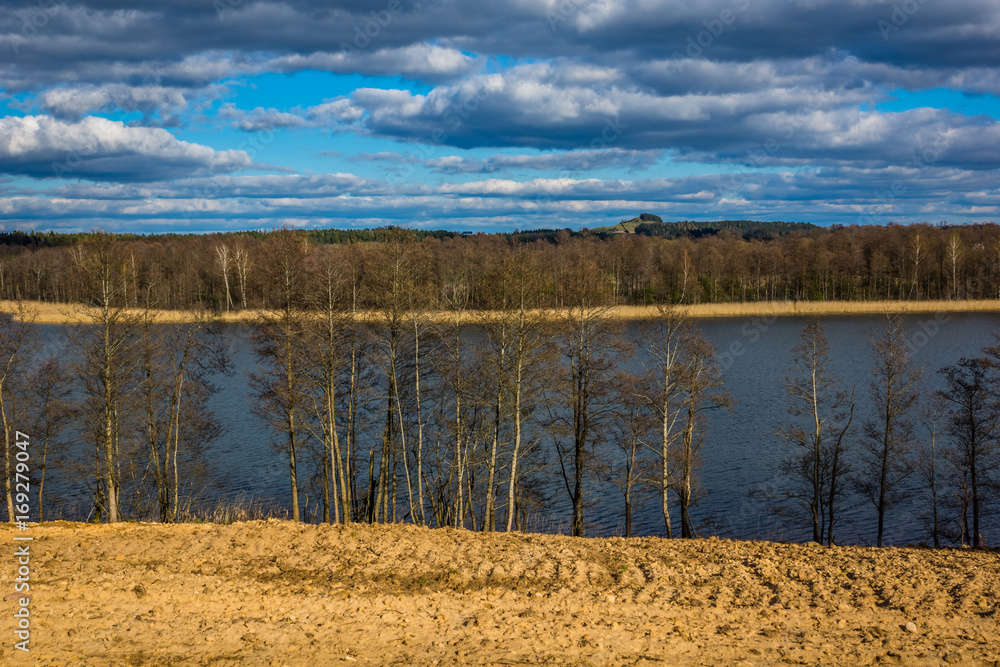Spring view of the lake and trees in Suwalski landscape park, Podlasie, Poland