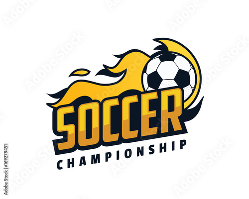 Modern Professional Isolated Sports Badge Logo - Flaming Soccer Championship
