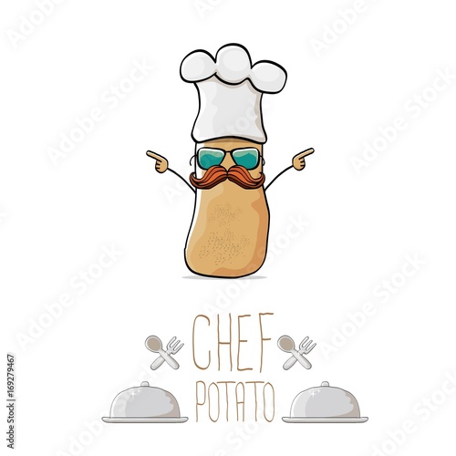 vector funny cartoon cute brown chef potato