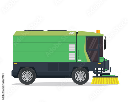 Modern Street Sweeper Truck Illustration Logo