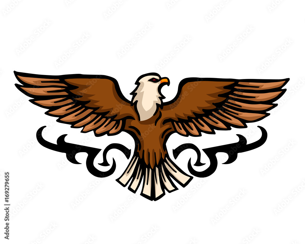 Obraz premium Vintage Tattoo Art Illustration - Tribal American Eagle