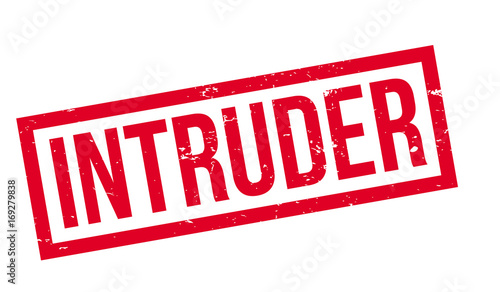 Intruder rubber stamp. Grunge design with dust scratches. Effects can be easily removed for a clean, crisp look. Color is easily changed.