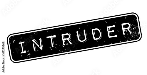 Intruder rubber stamp. Grunge design with dust scratches. Effects can be easily removed for a clean, crisp look. Color is easily changed.