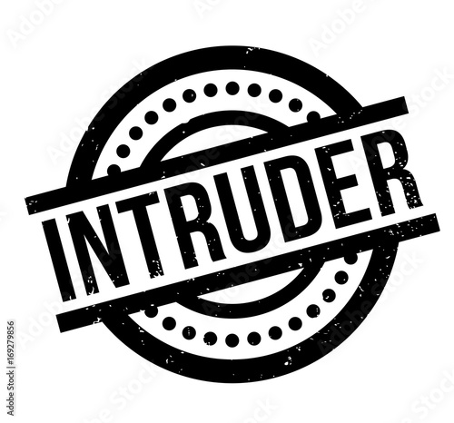 Intruder rubber stamp. Grunge design with dust scratches. Effects can be easily removed for a clean, crisp look. Color is easily changed.