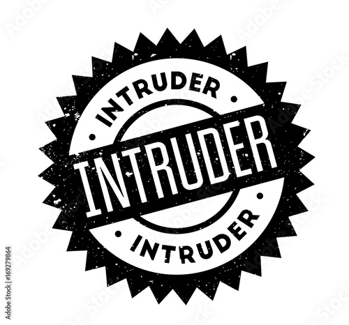 Intruder rubber stamp. Grunge design with dust scratches. Effects can be easily removed for a clean, crisp look. Color is easily changed.