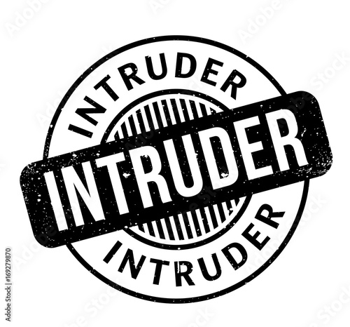 Intruder rubber stamp. Grunge design with dust scratches. Effects can be easily removed for a clean, crisp look. Color is easily changed.
