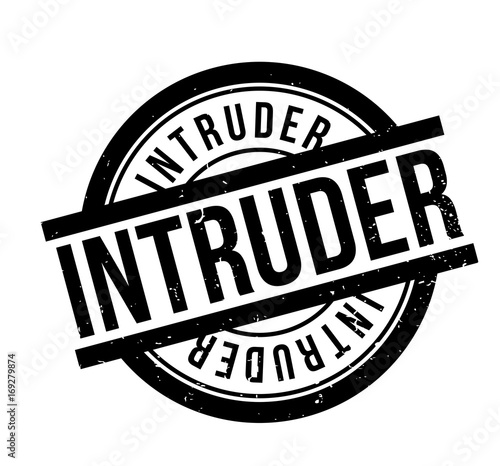 Intruder rubber stamp. Grunge design with dust scratches. Effects can be easily removed for a clean, crisp look. Color is easily changed.