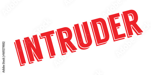 Intruder rubber stamp. Grunge design with dust scratches. Effects can be easily removed for a clean, crisp look. Color is easily changed.
