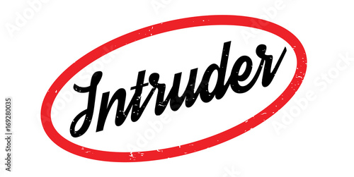 Intruder rubber stamp. Grunge design with dust scratches. Effects can be easily removed for a clean, crisp look. Color is easily changed.