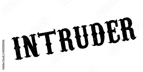 Intruder rubber stamp. Grunge design with dust scratches. Effects can be easily removed for a clean, crisp look. Color is easily changed.