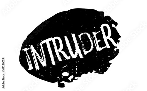 Intruder rubber stamp. Grunge design with dust scratches. Effects can be easily removed for a clean, crisp look. Color is easily changed.