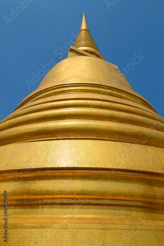 At the foot of the chedi of the Buddhist temple Wat Bovornniwet Wihan. Bangkok  Thailand