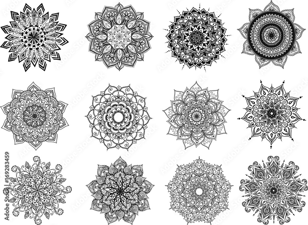 Vector Beautiful Handdrawn Mandala set, Patterned Design Element Vector Beautiful Handdrawn Mandala set, Patterned Design Element