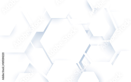 Abstract white hexagons geometric shape repeating background