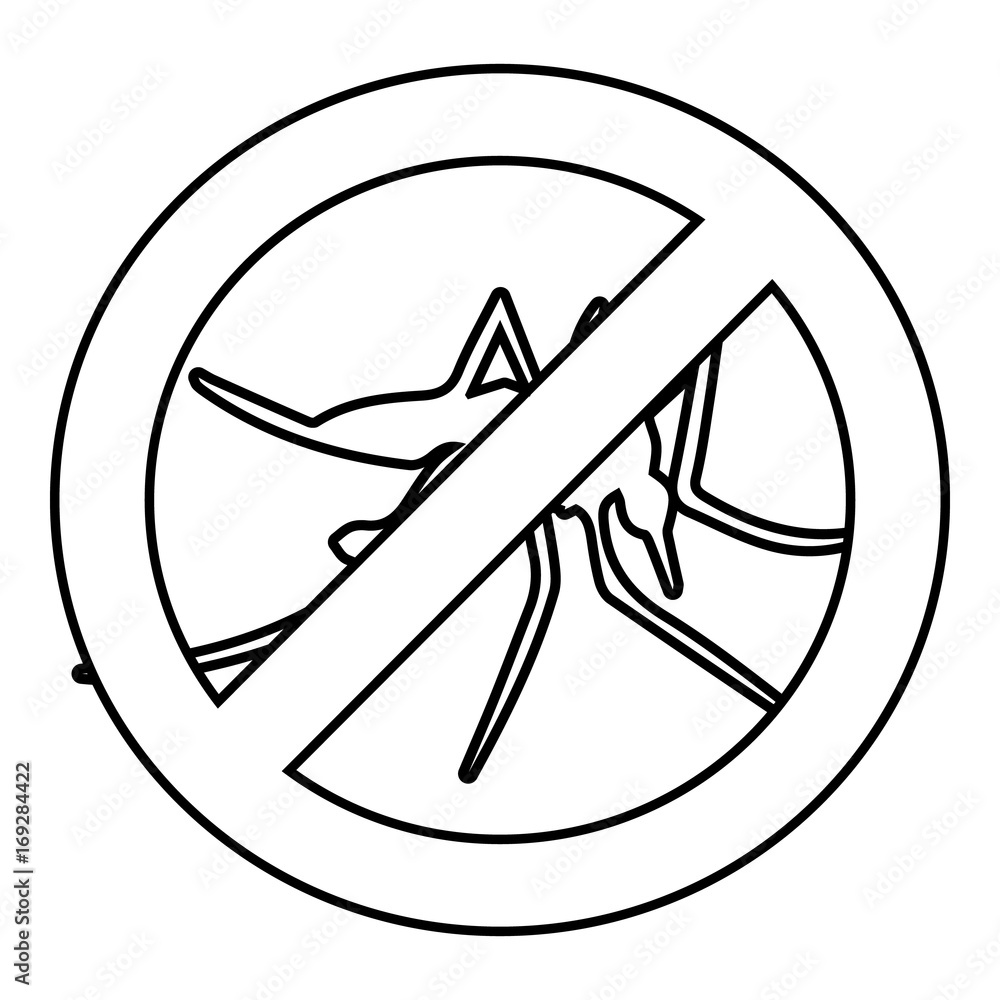 No mosquito icon, outline line style No mosquito icon, outline line style