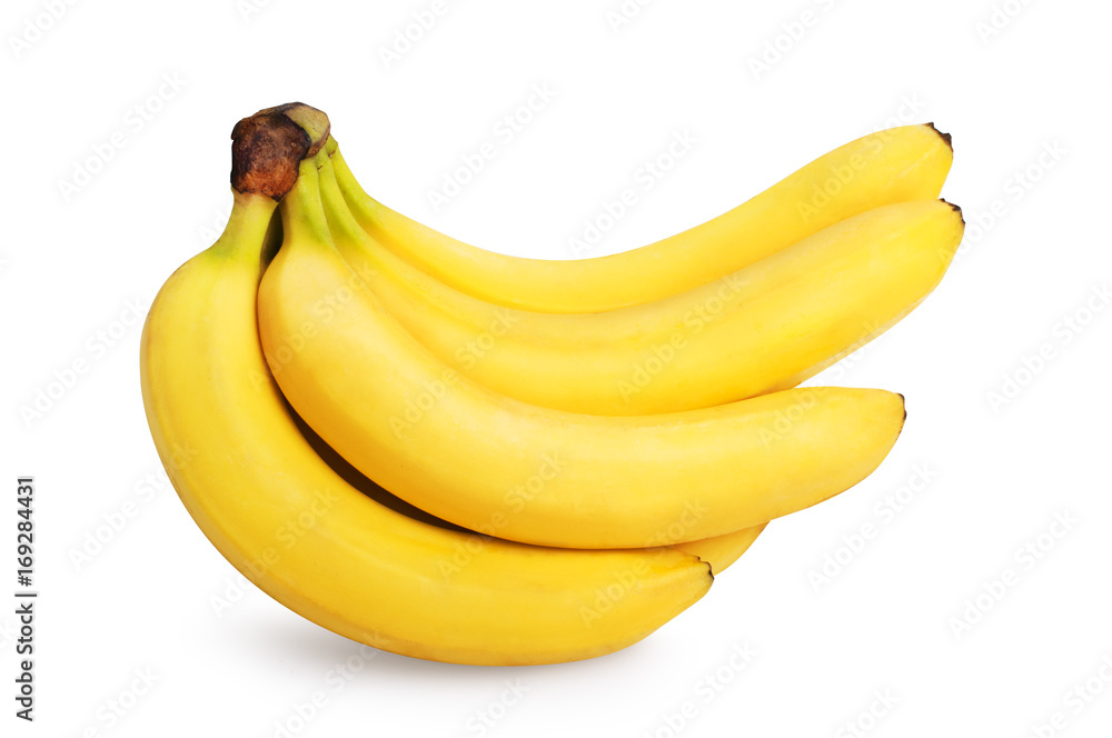 Banana isolated. Tasty ripe bananas bunch isolated on white background