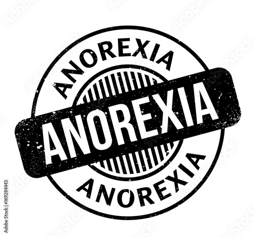 Anorexia rubber stamp. Grunge design with dust scratches. Effects can be easily removed for a clean, crisp look. Color is easily changed.