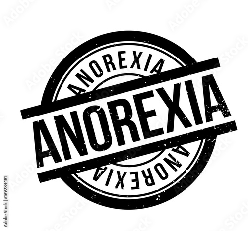 Anorexia rubber stamp. Grunge design with dust scratches. Effects can be easily removed for a clean, crisp look. Color is easily changed.