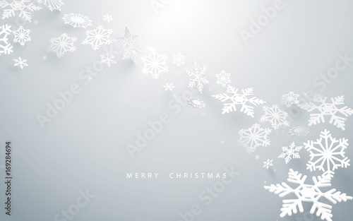 Merry Christmas and Happy new year. Abstract snowflakes in white background