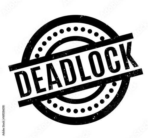 Deadlock rubber stamp. Grunge design with dust scratches. Effects can be easily removed for a clean, crisp look. Color is easily changed.