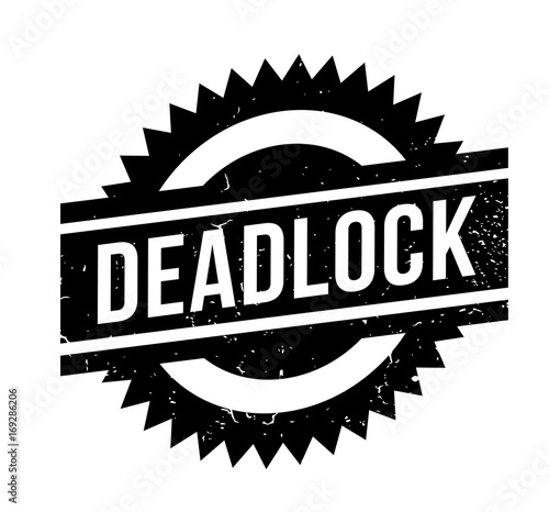 Deadlock rubber stamp. Grunge design with dust scratches. Effects can be easily removed for a clean, crisp look. Color is easily changed.