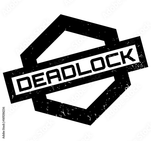 Deadlock rubber stamp. Grunge design with dust scratches. Effects can be easily removed for a clean, crisp look. Color is easily changed.