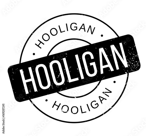 Hooligan rubber stamp. Grunge design with dust scratches. Effects can be easily removed for a clean, crisp look. Color is easily changed.