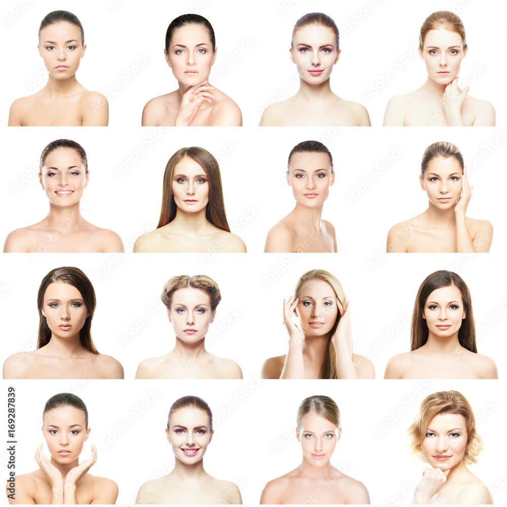 Collage of different women portraits. Spa, face lifting, plastic surgery concept. Collage of different women portraits. Spa, face lifting, plastic surgery concept.