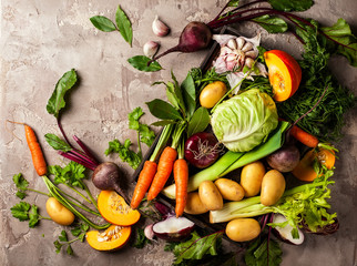 Fresh raw vegetable ingredients